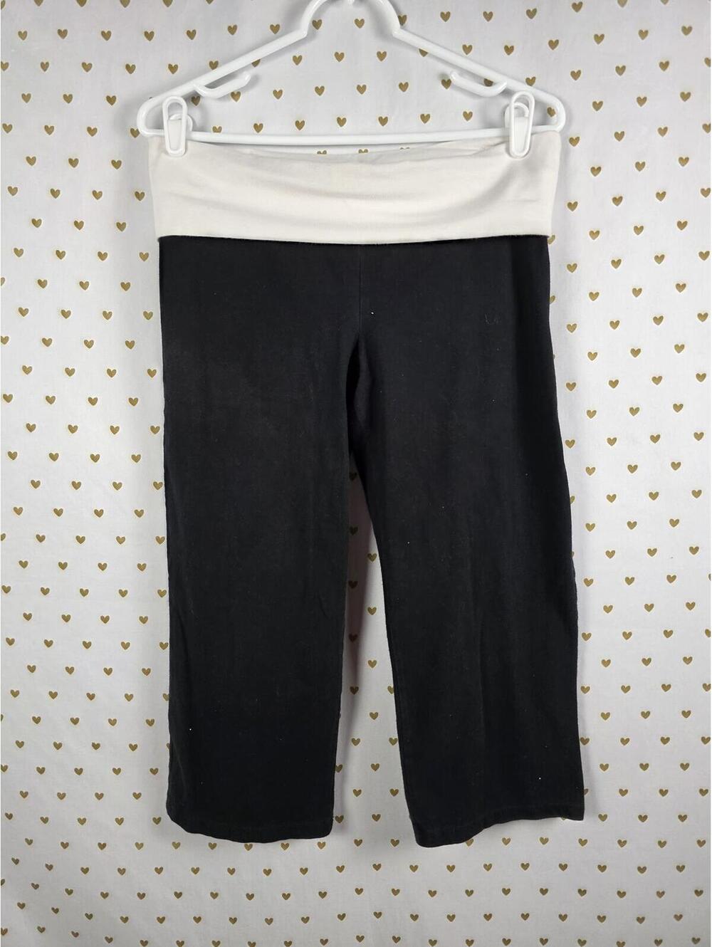 Victorias Secret PINK White Logo FOLDOVER Yoga Pants Capri Y2k LARGE - Picture 3 of 5